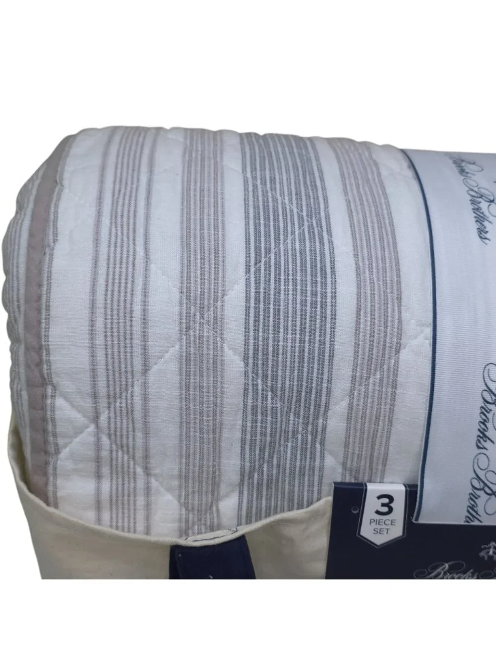 Brooks Brothers King Cotton Slub Quilt Set 3-Piece Quilt & 2 Shams Comforter
